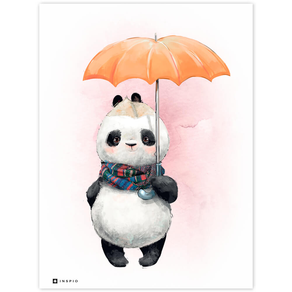 Dekorationstafel Panda mit Regenschirm