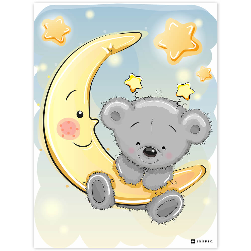 Kinderzimmer Bild Teddybär auf einem Mond