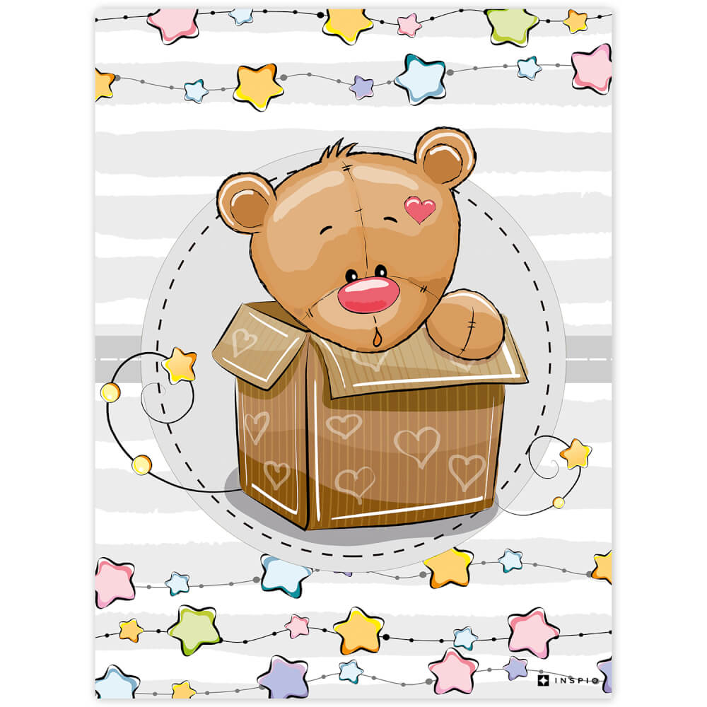 Kinderzimmer Tafel Teddybär in einer Box