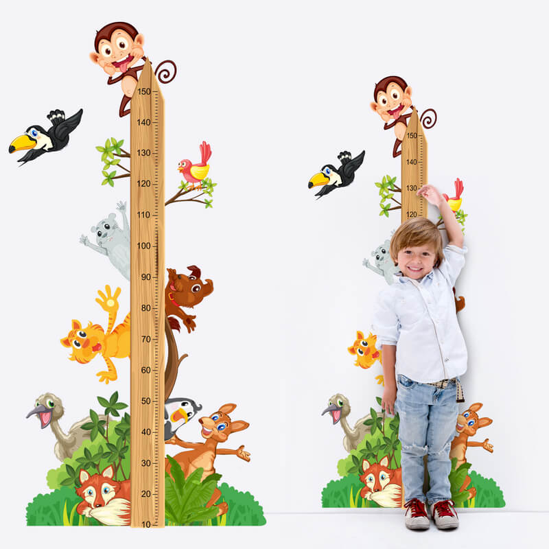INSPIO-Sticker - Messlatte für Kinder mit ZOO-Tieren (150 cm)