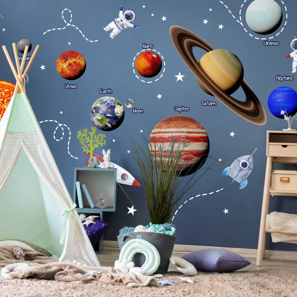 INSPIO Wandaufkleber - Universum, Sonnensystem, weiße Sterne