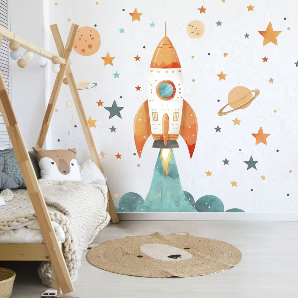 Space Rocket - Wandsticker für kinderzimmer