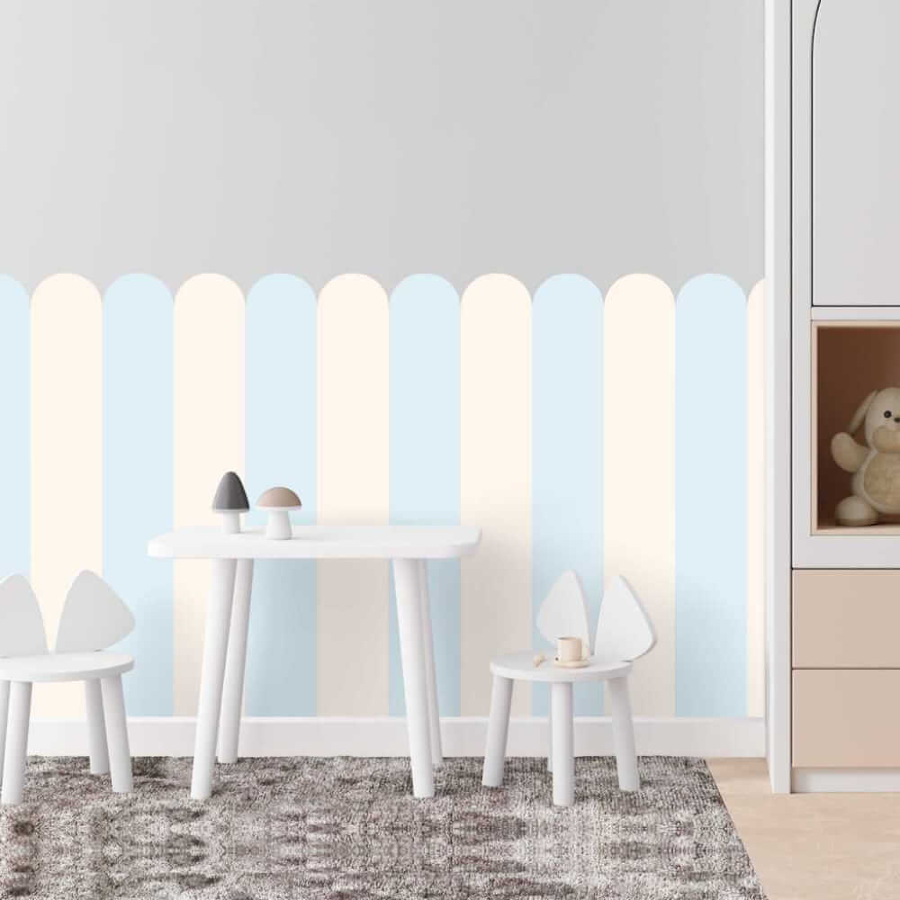 Textiler Wandaufkleber Bogen - Ice Blue (Kühles Hellblau für modernes Interieur)