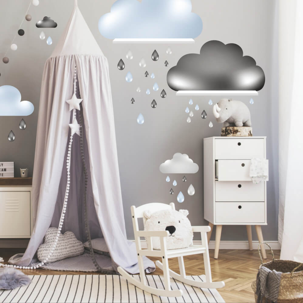 Selbstklebende Wandtattoos mit Wolken für IKEA-Regale 014op
