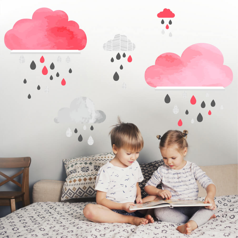 Wandtattoos mit Wolken für IKEA-Regale 006op